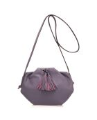 Sac bandoulière en Cuir Renata violet - 28x7x20 cm