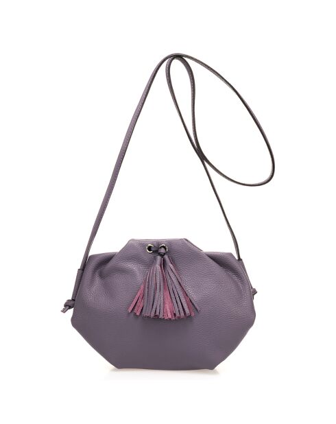 Sac bandoulière en Cuir Renata violet - 28x7x20 cm
