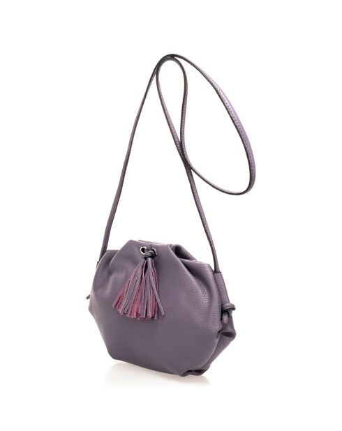 Sac bandoulière en Cuir Renata violet - 28x7x20 cm