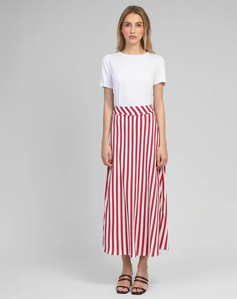 Jupe Galvily stipe framboise