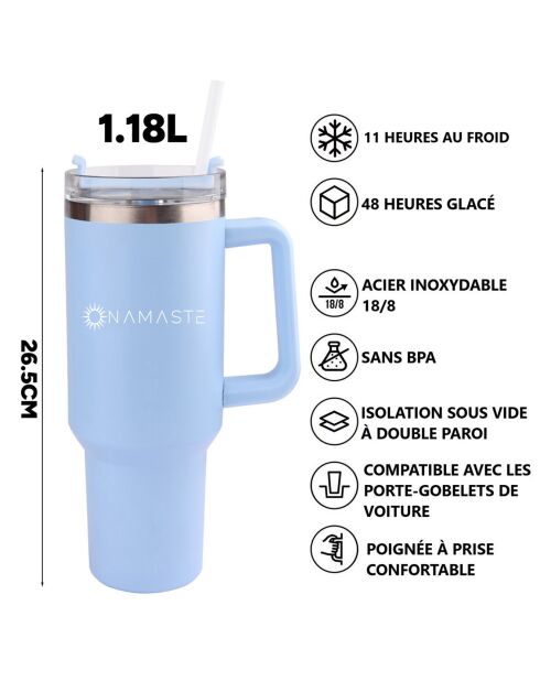 Thermos Isotherme Onamaste 1.2L bleu ciel