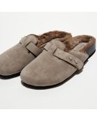 Sabots en Velours de Cuir Angelo taupe foncé