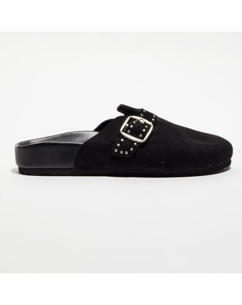 Sabots en Velours de Cuir Angelo noirs