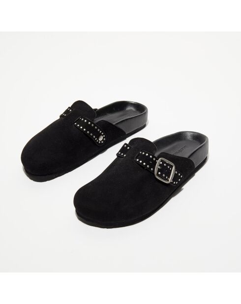 Sabots en Velours de Cuir Angelo noirs