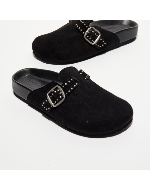 Sabots en Velours de Cuir Angelo noirs
