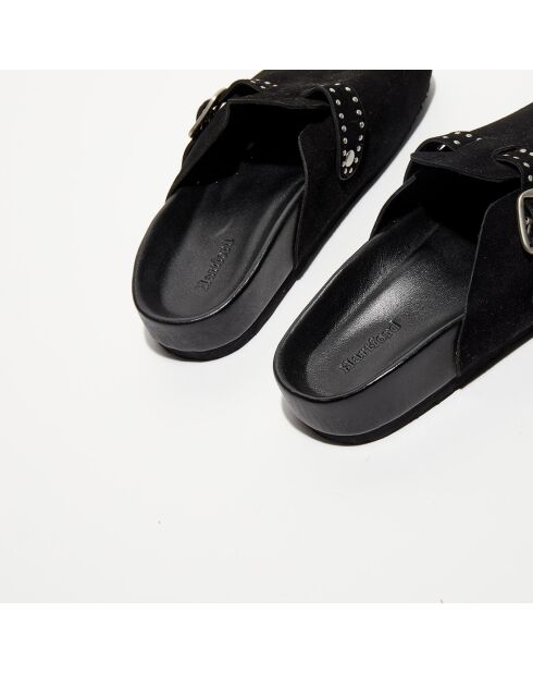 Sabots en Velours de Cuir Angelo noirs