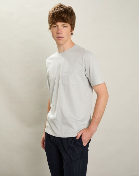 T-Shirt Équipage de Poche gris galets