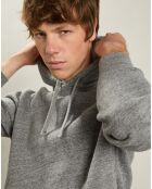 Sweat à Capuche gris chiné/bleu marine