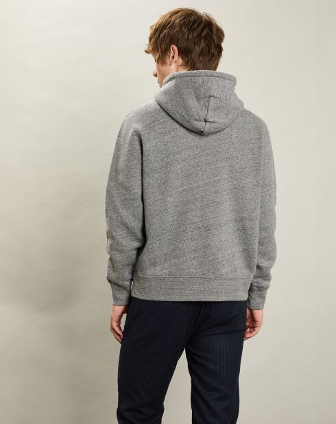 Sweat à Capuche gris chiné/bleu marine