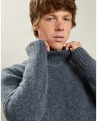Pull en Yack, Alpaga & Laine Col Roulé denim