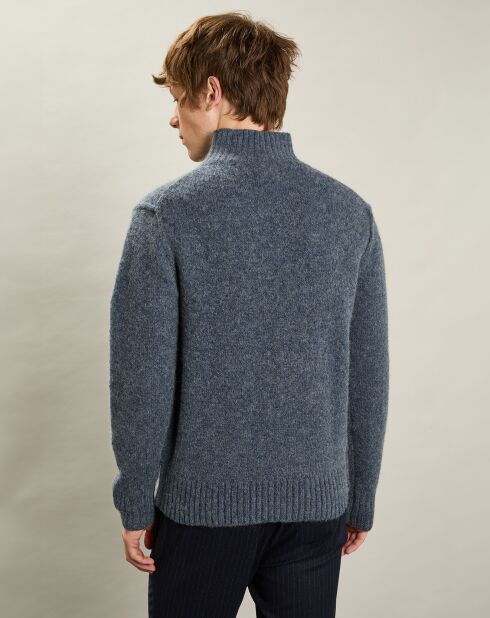 Pull en Yack, Alpaga & Laine Col Roulé denim