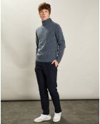 Pull en Yack, Alpaga & Laine Col Roulé denim