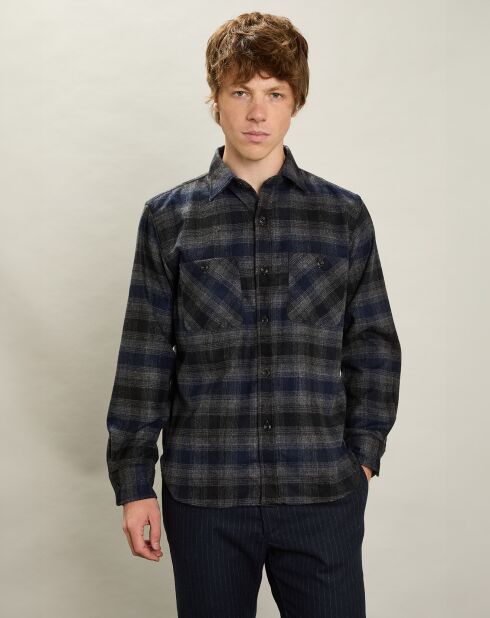 Chemise en Flanelle en Laine mélangée Percey marine