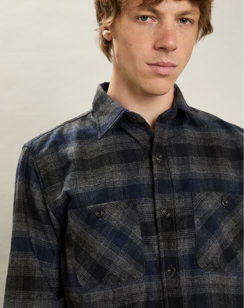 Chemise en Flanelle en Laine mélangée Percey marine