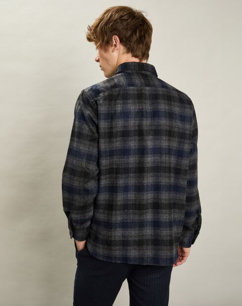 Chemise en Flanelle en Laine mélangée Percey marine