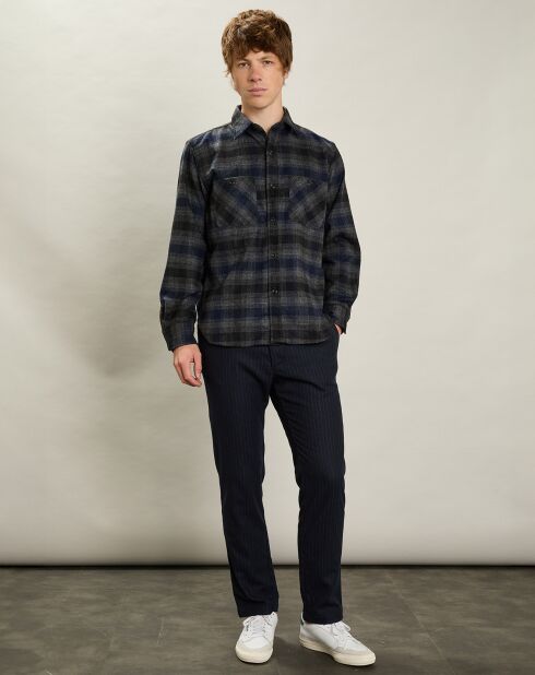 Chemise en Flanelle en Laine mélangée Percey marine