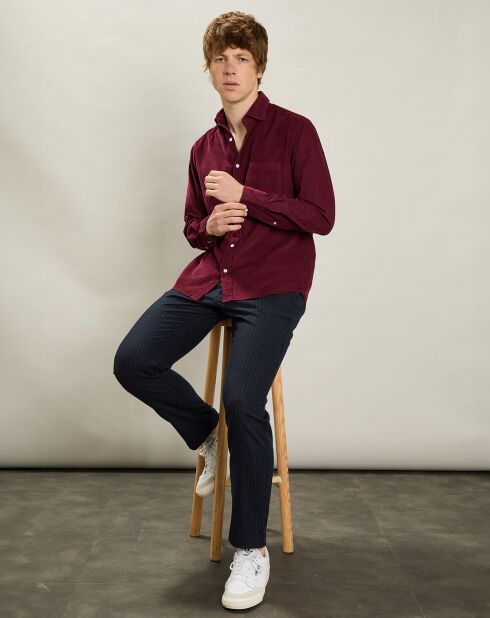Chemise en Velours Milleraies regular Paul Pat rouge harvard