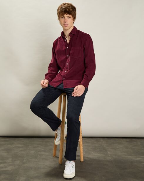 Chemise en Velours Milleraies regular Paul Pat rouge harvard