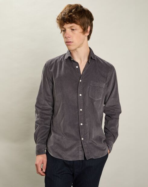 Chemise regular en Velours côtelé Paul Pat charbon de bois