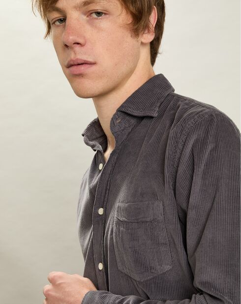 Chemise regular en Velours côtelé Paul Pat charbon de bois