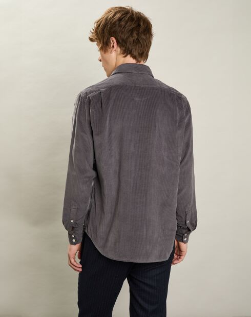 Chemise regular en Velours côtelé Paul Pat charbon de bois