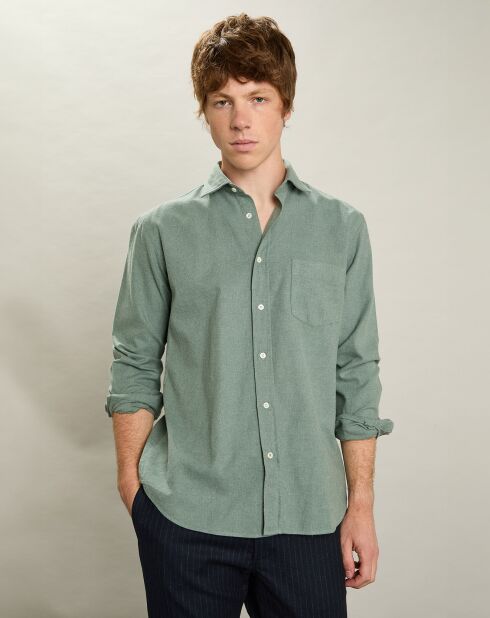 Chemise en Flanelle regular Paul vert cyprès