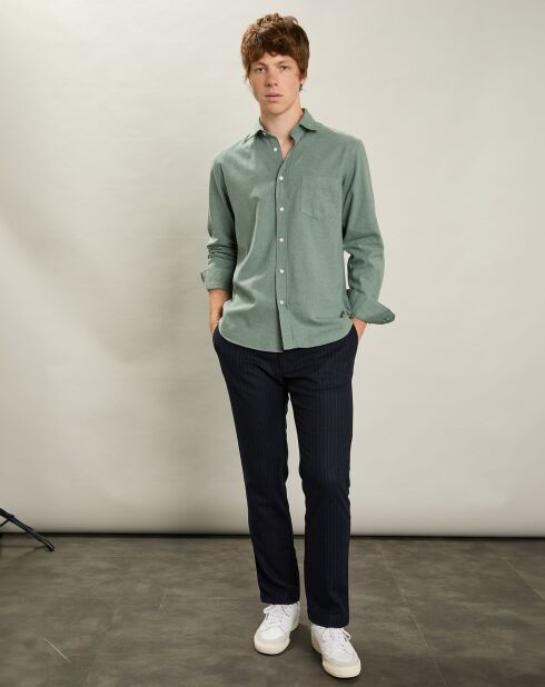 Chemise en Flanelle regular Paul vert cyprès