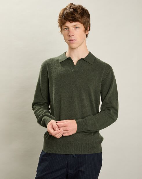 Pull Polo en Laine & Cachemire forêt