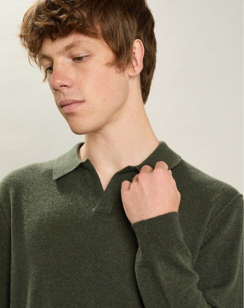 Pull Polo en Laine & Cachemire forêt