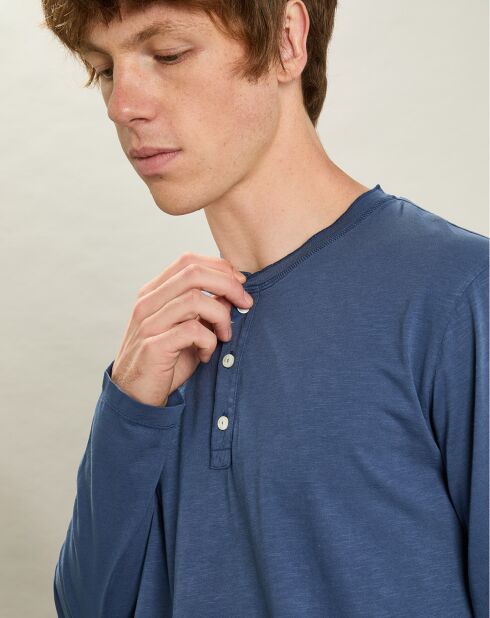 T-Shirt Henley Ls cobalt