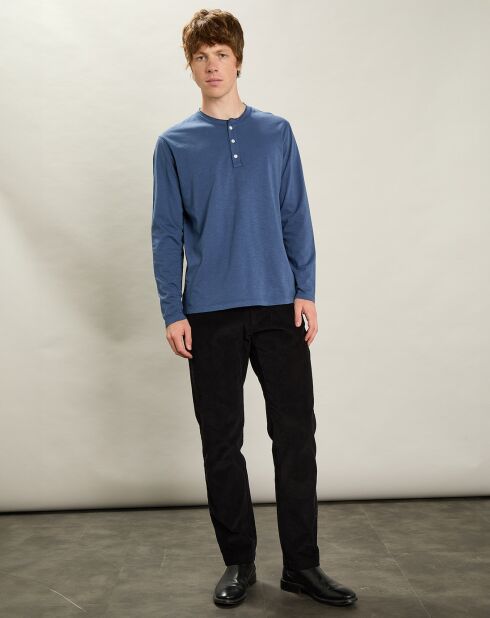 T-Shirt Henley Ls cobalt