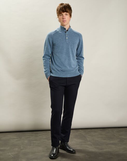 Pull en Laine & Cachemire Col Montant jean