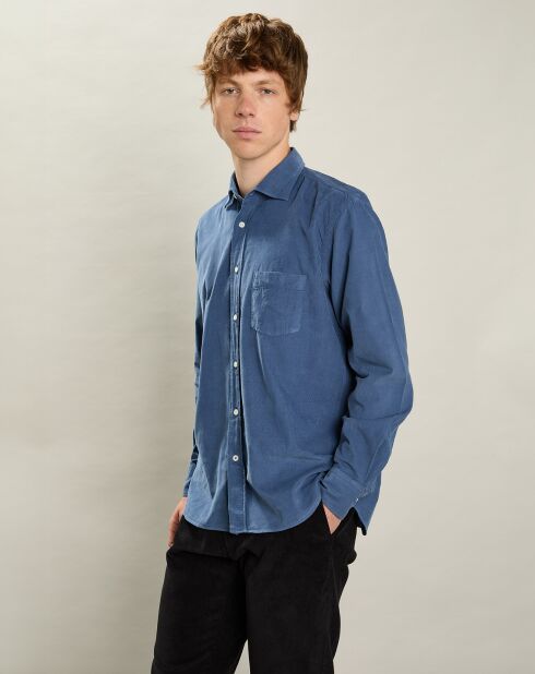 Chemise regular en Velours Milleraies Paul Pat cobalt