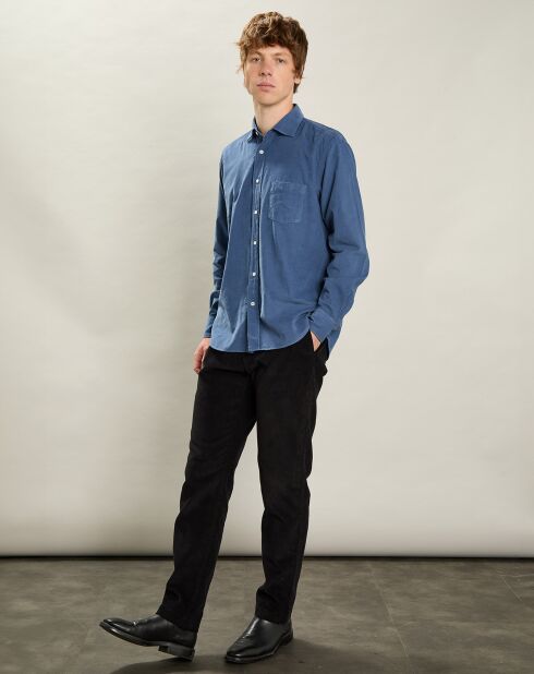 Chemise regular en Velours Milleraies Paul Pat cobalt