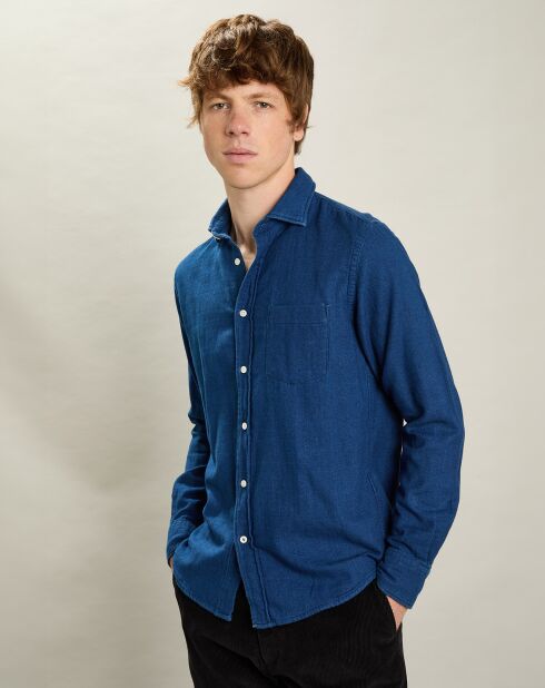 Chemise en Flanelle regular Paul indigo