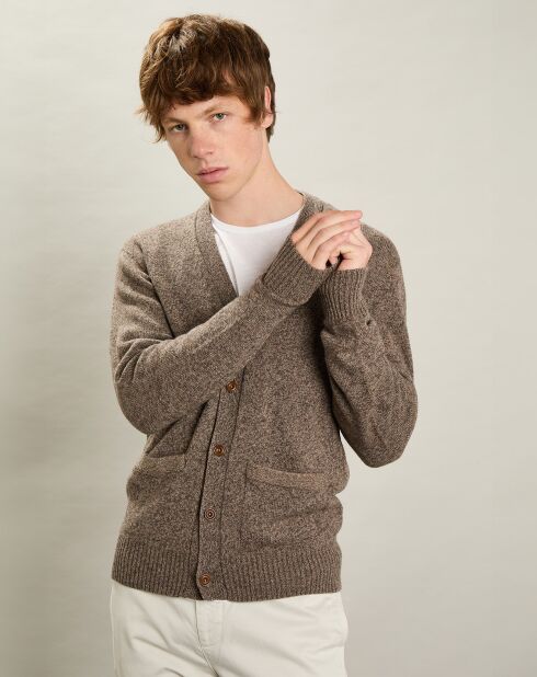 Cardigan 100% Laine Sans Couture champignon
