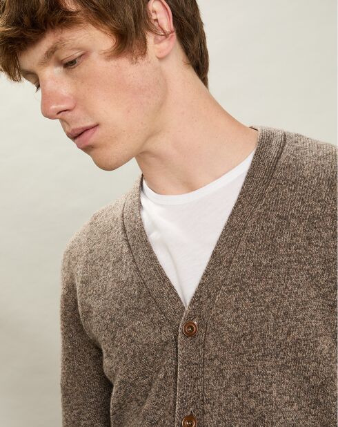 Cardigan 100% Laine Sans Couture champignon