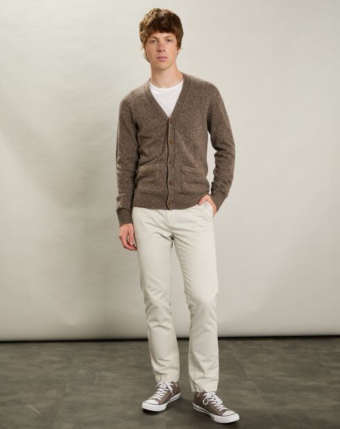 Cardigan 100% Laine Sans Couture champignon