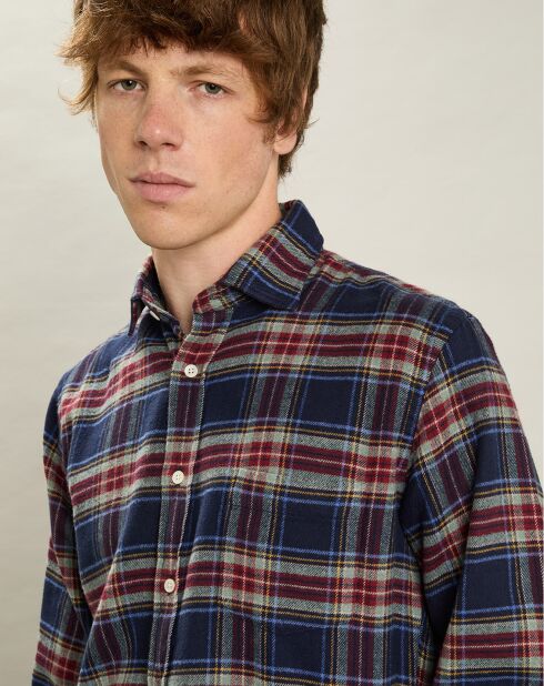 Chemise en Flanelle regular Paul indigo/jade