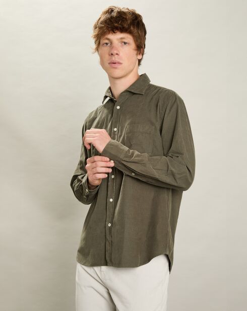 Chemise regular en Velours Milleraies Paul Pat militaire