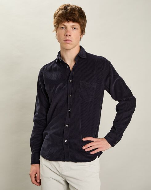 Chemise regular en Velours côtelé Paul Pat bleu marine foncé