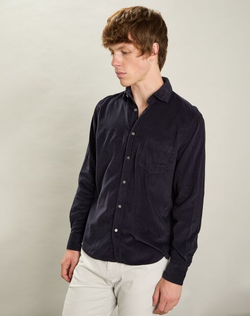 Chemise regular en Velours côtelé Paul Pat bleu marine foncé