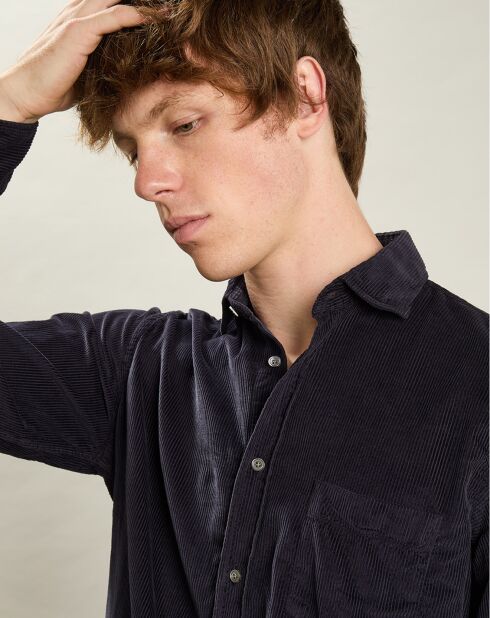 Chemise regular en Velours côtelé Paul Pat bleu marine foncé