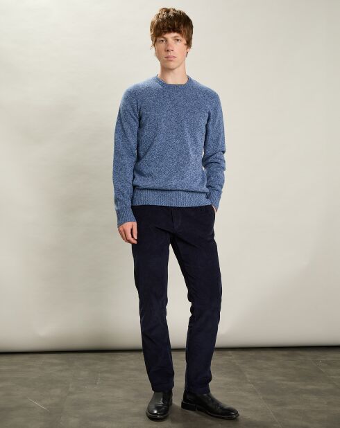 Pull 100% Laine Équipage Sans Couture denim