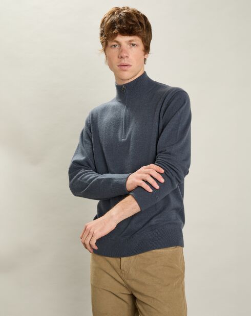 Pull en Laine & Cachemire Camionneur bleu pétrole