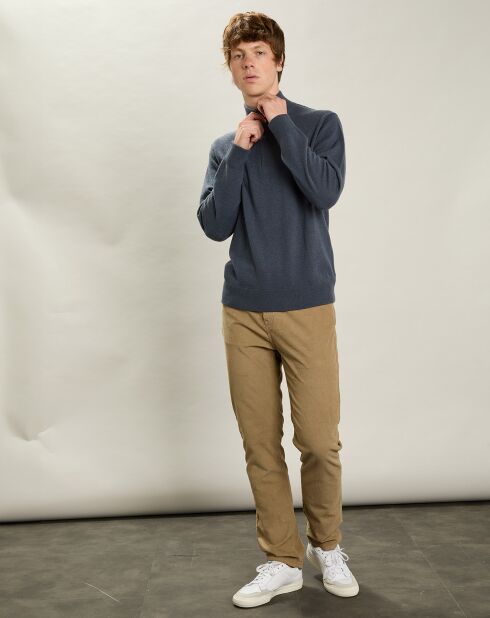 Pull en Laine & Cachemire Camionneur bleu pétrole