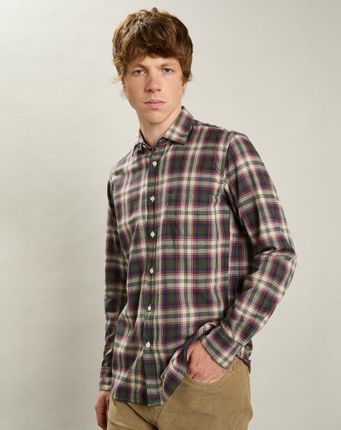 Chemise Tempête rouge/beige