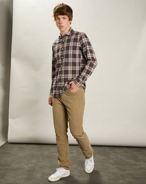 Chemise Tempête rouge/beige