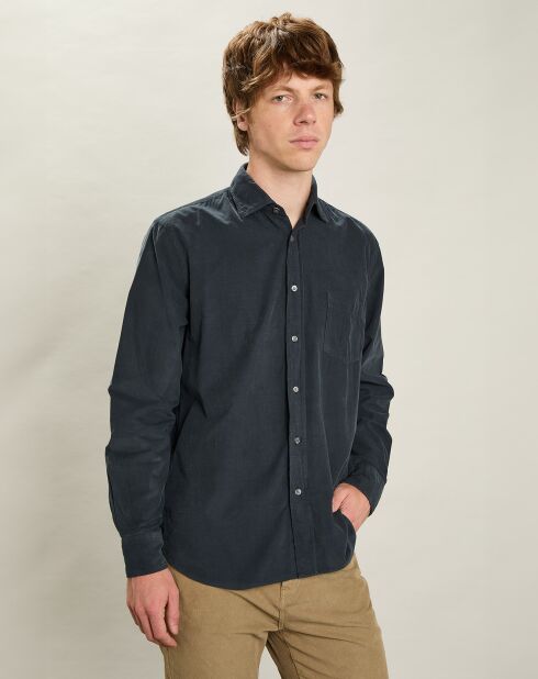 Chemise regular en Velours Milleraies Paul Pat carbone