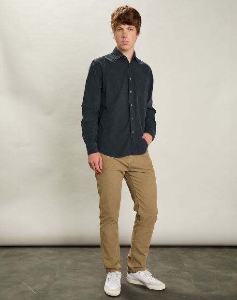 Chemise regular en Velours Milleraies Paul Pat carbone